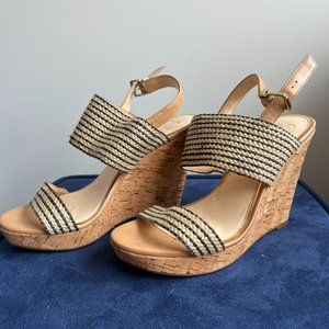 Jessica Simpson Janic Cork Wedge with Woven Fabric Size 9